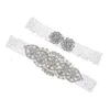 Sparkle Silver Rhinestones Ligas nupciales Sexy Lace Mujeres Muslo Pierna Liga Anillo Para Fiesta Boda Novias Cinturón Accesorios CL0413