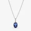 Colar com pingente de auréola brilhante para Pandora 925 prata esterlina designer de joias para mulheres colares de elo de diamante azul CZ com caixa original