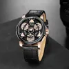 Montres-bracelets Ruimas mode militaire en cuir montre à Quartz hommes décontracté affaires étanche poignet homme