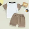 ملابس ملابس الأطفال بويز بويز ملابس رسائل قصيرة الأكمام طباعة تي شيرت مع شورتات الخصر المرنة الصيف الزي غير الرسمي ملابس طفل صغير 230322