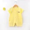 Jumpsuits Summer Baby Boys Girls Close Sorte Sleeve Romper 2023 Född ett stycke Klättringsavfall Pyjamas 3-24Mjumpsuits