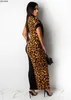 Casual jurken 2019 Autumn Summer Women Fashion Leopard Print Bodycon Long Maxi Dress Sexy Club Party Dresses Vestidos Glld8600 G230322