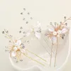 3st. Mycket snyggt bröllopshårklipp Floral Pearl Beaded Hair Stick Flower Crystal Hair Bridal Hairpins Accessories JCF001209L