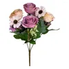 Kwiaty dekoracyjne fałszywe różowe sztuczne jedwabne stoliki stoliki sztuczne róże niezadowolone długotrwały symulowany do domu