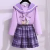 Clothing Sets Japanese School Uniform Spring Blouse Shirt With Bow Tie High Waist Pleated Skirt Korean Student JK Outfits 230322
