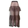 Skirts SKMY Womens 2023 Fashion Camouflage Leopard Print Summer Beach Cover Up Mesh See-Through Long Tulle Layered Maxi Skirt