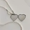 Girocollo Collana lunga moda con ciondolo cuore grande specchio Donna 2023 Dichiarazione Perla Shoudler Catena Gioielli di personalità all'ingrosso