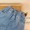 Jeans herrbarn sommar mode barnkläder denim avslappnad tunna tre kvarter långa shorts för pojkar i åldern 2 till 14 230322