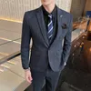 Męskie garnitury Blazers 3-częściowe mężczyzn Groom Suknia ślubna Plaid Formal Suits Ustaw wysokiej jakości mężczyzn moda swobodny kombinezon biznesowy Trzyczęściowe smoking S-7xl 230322