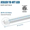 4FT LED Tube Light Bulbs, G13 24W 6000K, T8 T10 T12 Flourescent Tubes 48 Inch Replacement, Remove Ballast, Dual-end Powered, Clear, 4 Foot Garage Warehouse