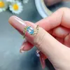 Cluster Rings Natural Peacock Blue Hyacinth Zircon Ring Boutique Gem 5x7mm For Women