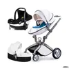 Passeggini # Mamma 3 in 1 Panno Slee Basket Passeggino bianco Paesaggio alto Può sedersi o sdraiarsi Piegato Russia Consegna di goccia Bambino Bambini Maternità Dh8Ys