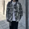 Kvinnorjackor Hong Kong Style Retro Tie Dyed Denim Jacket Women's Spring 2023 Korean Loose Fried Street mångsidig