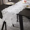Table corredor de mesa corredor branco bordado americano bordado linho de algodão mesa de renda de pano