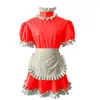 Casual Dresses Women PVC Maid Costume Vinyl Uniform Short Puff Sleeves Gothic Lolita Punk Dress With Apron Sexy Cosplay