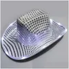 Party Hats Space Cowgirl Led Hat Flashing Light Up Sequin Cowboy Luminous Caps Halloween Costume 1507 D3 Drop Delivery Home Garden F Dhte6