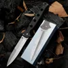 Promotion 10ACXC Couteau pliant AUS10A Lame en satin / oxyde noir Griv-Ex Poignée en tôle d'acier inoxydable Survival Tactical Folder Knives with Retail Box