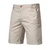 Zomer Katoen Effen Shorts Mannen Hoge Kwaliteit Casual Business Sociale Elastische Taille Heren Shorts 10 Kleuren Strand Shorts