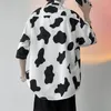 Blouses pour femmes vache imprimé femmes été à manches courtes femme chemise hauts Harajuku décontracté dames filles Blouse boutonné femme haut