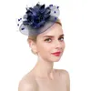 Donne Affastore Cappello Elegante matrimonio da sposa con Accessori per capelli da fiori a goccia per cocktail di testa a clip