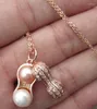 Chaînes Peanut Pearl Pendentif Collier Chaîne Femme Or Rose Charme Cadeau