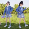 Giyim setleri Japonya Okul Kız Üniforma 3pcs Donanma Kostüm Çocuk JK Suit Sailor Bluz Pileli Etek Seti Genç Öğrenci Kıyafetleri Loungewear 230322