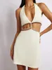 Casual Dresses Women Summer Rave Festival Outfits Straps Sexy V Neck Skinny Wrap Black Halter Cut Out Mini Dress