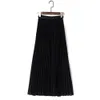 Jupes Anasunmoon printemps bohème plissé Maxi été couleur unie taille haute en mousseline de soie longue jupe Tutu élégant dames noir 230322