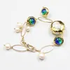 STRAND zoet water Gekweekt Wit Keshi Pearl Blue Murano Glass Bracelet 8 "