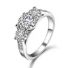 Cluster Rings Retro Ring Solid Platinum 950 1.7CT Three Stones Diamond For Women Jewelry PT950 Engagement Luxury