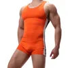 Undershirts Men Leotard Sports Workout Bodysuit Shorts Wrestling Singlet Fitness Jumpsuit Sexy Slip Ice Silk Underwear Swimwear