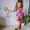 Zestawy odzieży Baby Girl Summer krótkie rękawowe szorty Rainbow Kolor Dzieci Casual Ubrania Dziewczęta 2PCS Stroje 8Y 230322