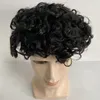 Remplacement de cheveux humains vierges brésiliens # 1B couleur noire 130% densité 8x10 toupet 19mm Curl unité de dentelle complète pour hommes noirs