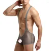 Undershirts Men Bodysuits Mesh See Through Wrestling Singlets One-Piece Leotard Undershirt Bodysuit Jumpsuit Gay Boxer Shorts Underwear