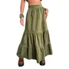 Spódnice Vintage zielone plisowane spódnice koreańskie wakacje mody boho wysoki talia długie spódnice retro y2k bajki