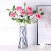 Decoratieve bloemen kransen kunstmatige roze hydraterende 3 rozen gedroogde bruiloftdecoratie woonkamer thuis decor luxe rozencoratief