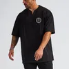 Camisetas para hombre Ropa para hombre Moda casual Camiseta de gran tamaño con cuello en V Entrenamiento Gimnasio Fitness Tops Algodón Culturismo Músculo Camiseta de manga corta