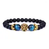 Strand Classic Crown Lion Bracelet Men Yellow Sun Lake Tiger Eye Onyx Stone Handmade Charm For Women Jewelry Pulsera Hombre