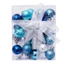 Décoration de fête 30 pièces 3cm boule d'arbre de noël décor paillettes bleu or placage pendentifs suspendus pour l'ornement de l'année à la maison