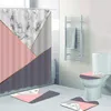 Zasłony prysznicowe Rose Gold Różowe i szary marmurowy zasłonę prysznicową do zasłon łazienkowych geometryczne sześciokątne maty do kąpieli dywaniki toaleta Cortina de Ducha 230322