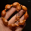 Strand Drop Natural Olive Shell Bracelets High Core DIY Guanyin Buddha Laughing Hand String Oil Old Wood Bracelet Jewelry