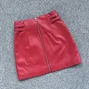 Gonne Primavera Mini Gonna in pelle Cintura doppia verde / rossa Cerniere divise Motocicletta High Street Short Jupe Corea del Sud A-line Sex 230322