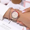 Wristwatches Fashion Women Stainless Steel Strap Watches Female Luxury Gold Colorful Diamond Round Dial Watch Ladies