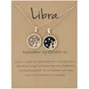 couples douze constellations pendentif collier designer pour femme jour et nuit ronde alliage le zodiaque femmes hommes plaqué or chaîne colliers bijoux avec carte