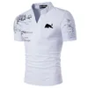 Mens TShirts Fashion Short Sleeve Black and White Bull Print Stand Collar Polo T Shirt 230321