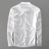 Chemises décontractées homme Chemise en lin de coton confortable hommes marque à manches longues hommes chemises col carré chemise blanche hommes décontracté chemises minces mâle camis 230322