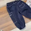 Jeans Enfants Jeans Taille Élastique Garçons Solide Lâche Jogging Pantalon Décontracté Printemps Automne Haute Qualité Vêtements 2-14 Ans 230322