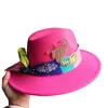 Basker Rose Bright Diamond Accessories Hand Sydd fedora hatt oregelbunden färg justerbar unisex filt jazz