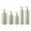 Flacon pompe de lotion en plastique HDPE vert vide 200 ml 250 ml 300 ml 400 ml 500 ml Emballage cosmétique écologique Shampooing Gel douche Épaule ronde Récipient rechargeable