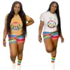 2023 Designer Brand Jogger Suits Summer Tracks Duits Women Two Piece Set Outfits 2x kort ärm T-shirt och shorts Casual Print Sportswear Wholesale Clothes 9544-1